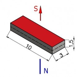 Magnes — długość 10 mm, szerokość 3 mm, wysokość 1,5 mm — neodymowy (N38) - 002