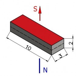 Magnes — długość 10 mm, szerokość 3 mm, wysokość 2 mm — neodymowy (N38) - 002