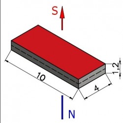 Magnes — długość 10 mm, szerokość 4 mm, wysokość 1,2 mm — neodymowy (N38) - 002
