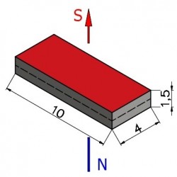 Magnes — długość 10 mm, szerokość 4 mm, wysokość 1,5 mm — neodymowy (N42) - 002