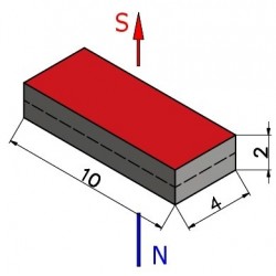 Magnes — długość 10 mm, szerokość 4 mm, wysokość 2 mm — neodymowy (N38) - 002