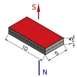 Magnes — długość 10 mm, szerokość 5 mm, wysokość 1,5 mm — neodymowy (N38) - 002