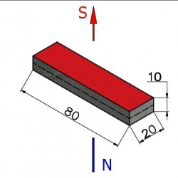 Super mocny magnes — 80 X 20 X 10 — neodymowy (N35H) - 002