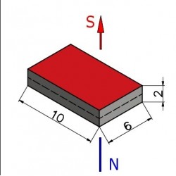 Magnes — długość 10 mm, szerokość 6 mm, wysokość 2 mm — neodymowy (N38) - 002