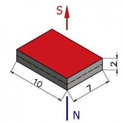 Magnes — długość 10 mm, szerokość 7 mm, wysokość 2 mm — neodymowy (N38) - 003