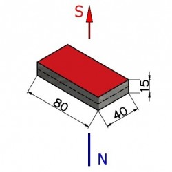 Duży magnes — dł. 80 mm, szer. 40 mm, wys. 15 mm — neodymowy (N38) - 003