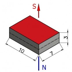 Magnes — długość 10 mm, szerokość 7 mm, wysokość 3 mm — neodymowy (N38) - 003