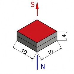 Magnes — długość 10 mm, szerokość 10 mm, wysokość 4 mm — neodymowy (N38) - 003