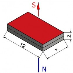 Magnes — długość 12 mm, szerokość 7 mm, wysokość 2 mm — neodymowy (N38) - 003