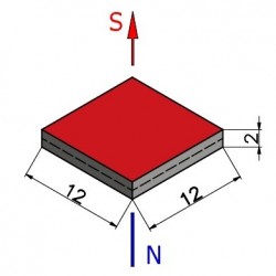 Magnes — długość 12 mm, szerokość 12 mm, wysokość 2 mm — neodymowy (N38) - 003