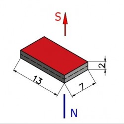 Magnes — długość 13 mm, szerokość 7 mm, wysokość 2 mm — neodymowy (N38) - 003