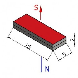 Magnes — długość 15 mm, szerokość 5 mm, wysokość 2 mm — neodymowy (N38) - 002