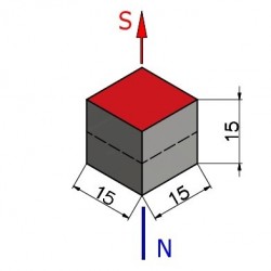 Magnes kwadratowy — dł.15 mm, szer. 15 mm, wys. 15 mm — neodymowy (N42) - 003
