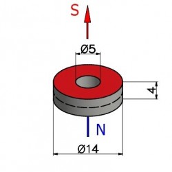 Magnes — średnica ⌀14 mm, otwór ⌀5 mm, wysokość 4 mm — ferrytowy (F30) - 002