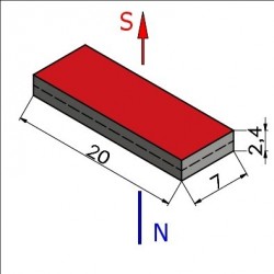 Magnes — długość 20 mm, szerokość 7 mm, wysokość 2,4 mm — neodymowy (N38) - 002
