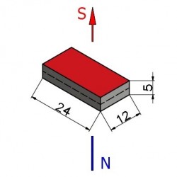 Magnes — długość 24 mm, szerokość 12 mm, wysokość 5 mm — neodymowy (N45) - 003