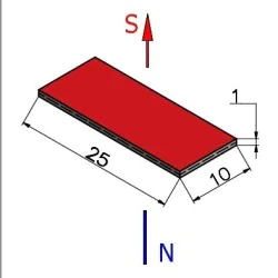 Magnes neodym 25x10x1 mm (N38) - 002