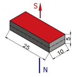 Magnes — długość 25 mm, szerokość 10 mm, wysokość 5 mm — neodymowy (N38) - 002