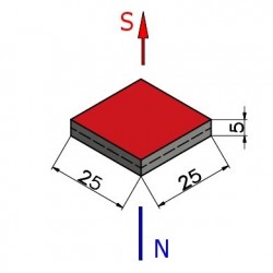 Magnes — długość 25 mm, szerokość 25 mm, wysokość 5 mm — neodymowy (N38) - 002