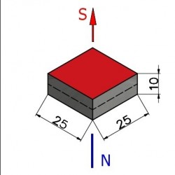 Magnes — długość 25 mm, szerokość 25 mm, wysokość 10 mm — neodymowy (N38) - 002