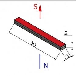 Magnes — długość 30 mm, szerokość 3 mm, wysokość 2 mm — neodymowy (N38) - 002