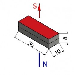 Magnes — długość 30 mm, szerokość 10 mm, wysokość 8 mm — neodymowy (N40H) - 003