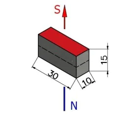 Silny magnes neodymowy 30x10x15 płytkowy N33SH - 002