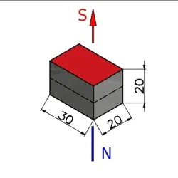 Magnes — długość 30 mm, szerokość 20 mm, wysokość 20 mm — neodymowy (N35H) - 002