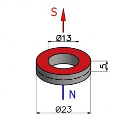 Magnes — średnica ⌀23 mm, otwór ⌀13 mm, wysokość 5 mm — ferrytowy (F30) - 002