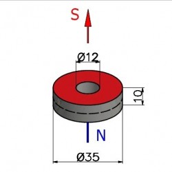 Magnes pierścieniowy — ⌀35 mm, ⌀12 mm, wys. 10 mm — neodymowy (N38) - 002