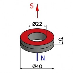 Magnes — średnica ⌀40 mm, otwór ⌀22 mm, grubość 10 mm — neodymowy (N38) - 002