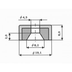 Magnes w obudowie — ⌀19,1 mm, z otworem pod stożkowy łeb śruby — alnico - 002