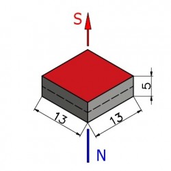 Magnes — długość 13 mm, szerokość 13 mm, wysokość 5 mm — neodymowy (N38) - 002