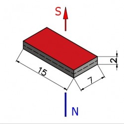 Magnes — długość 15 mm, szerokość 7 mm, wysokość 2 mm — neodymowy (N38) - 002