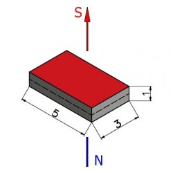 Magnes — długość 5 mm, szerokość 3 mm, wysokość 1 mm — neodymowy (N38) - 002