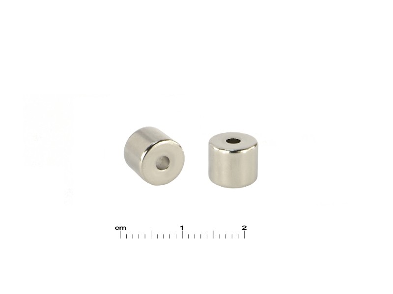 Magnes — średnica ⌀7,8 mm, otwór ⌀2 mm, wysokość 8,5 mm — neodymowy (N45) pierścieniowy