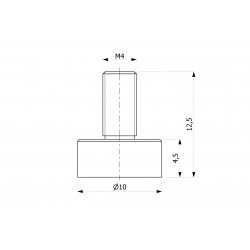 Magnes w obudowie — ⌀10 mm, z gwintowanym trzpieniem M4 — neodymowy - 002