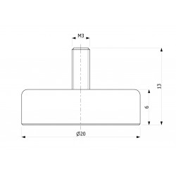 Magnes w obudowie — ⌀20 mm, z gwintowanym trzpieniem M3 — ferrytowy - 002