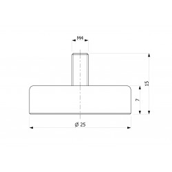 Magnes w obudowie — ⌀25 mm, z gwintowanym trzpieniem M4 — ferrytowy - 002