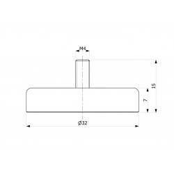 Magnes w obudowie — ⌀32 mm, z gwintowanym trzpieniem M4 — ferrytowy - 002