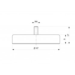 Magnes w obudowie — ⌀47 mm, z gwintowanym trzpieniem M4 — ferrytowy - 002