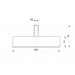 Magnes w obudowie — ⌀63 mm, z gwintowanym trzpieniem M6 — ferrytowy - 002