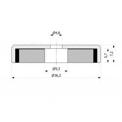 Magnes w obudowie — ⌀36,2 mm, z otworem pod płaski łeb śruby — ferrytowy - 002