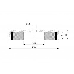 Magnes w obudowie — ⌀50 mm, z otworem pod płaski łeb śruby — ferrytowy - 002