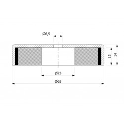 Magnes w obudowie — ⌀63 mm, z otworem pod płaski łeb śruby — ferrytowy - 002