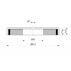 Magnes w obudowie — ⌀81,3 mm, z otworem pod płaski łeb śruby — ferrytowy - 002