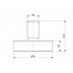 Magnes w obudowie — ⌀16 mm, z gwintowanym trzpieniem M5 — neodymowy - 002