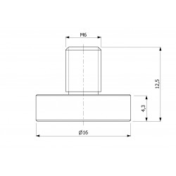 Magnes w obudowie — ⌀16 mm, z gwintowanym trzpieniem M6 — neodymowy - 002