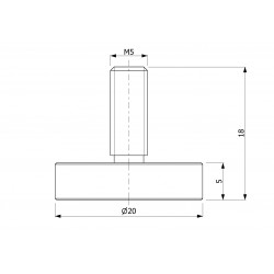 Magnes w obudowie — ⌀20 mm, z gwintowanym trzpieniem M5, wys. 18 mm — neodymowy - 002