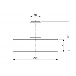 Magnes w obudowie — ⌀25 mm, z gwintowanym trzpieniem M6 — neodymowy - 002